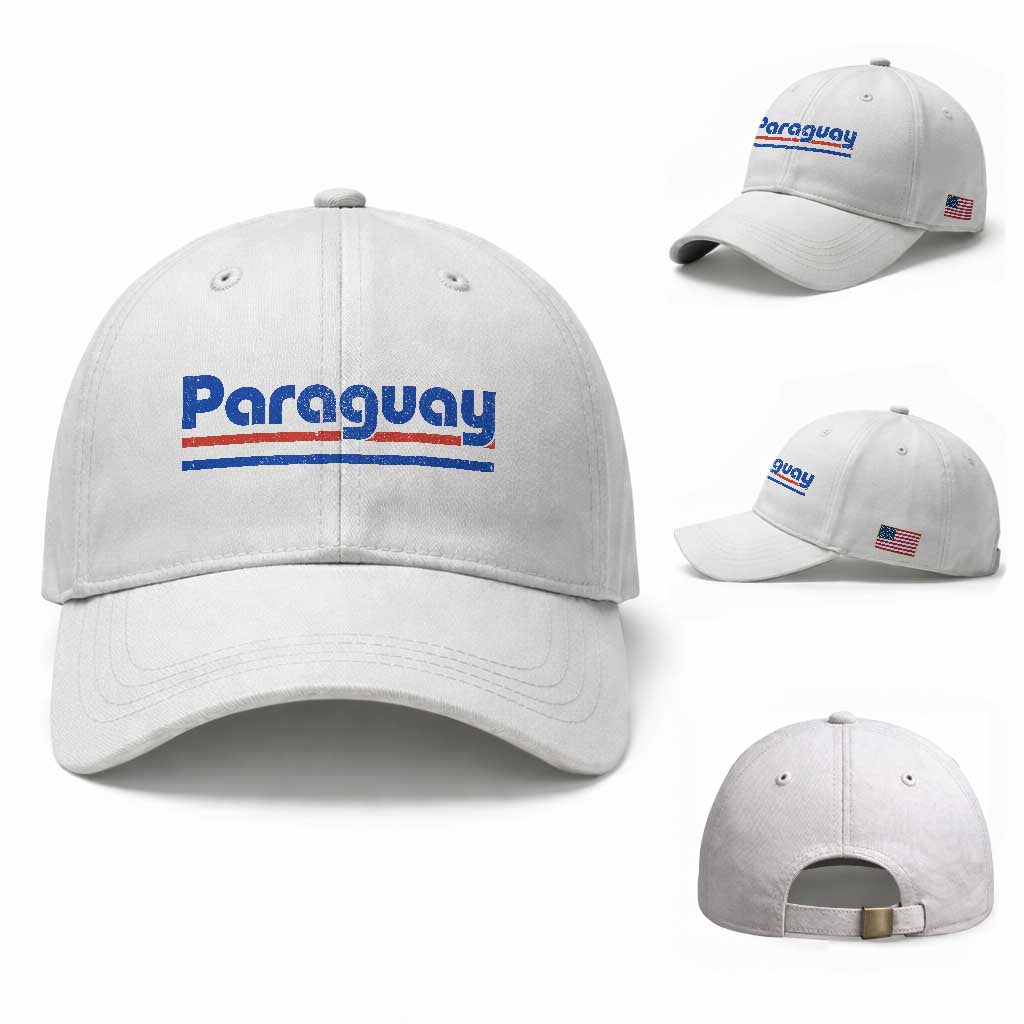 Vintage Paraguay Flag Baseball Cap Retro Stripe Patriotic Paraguayan Pride Graphic TS10 Baseball Cap Universal Fit White Print Your Wear