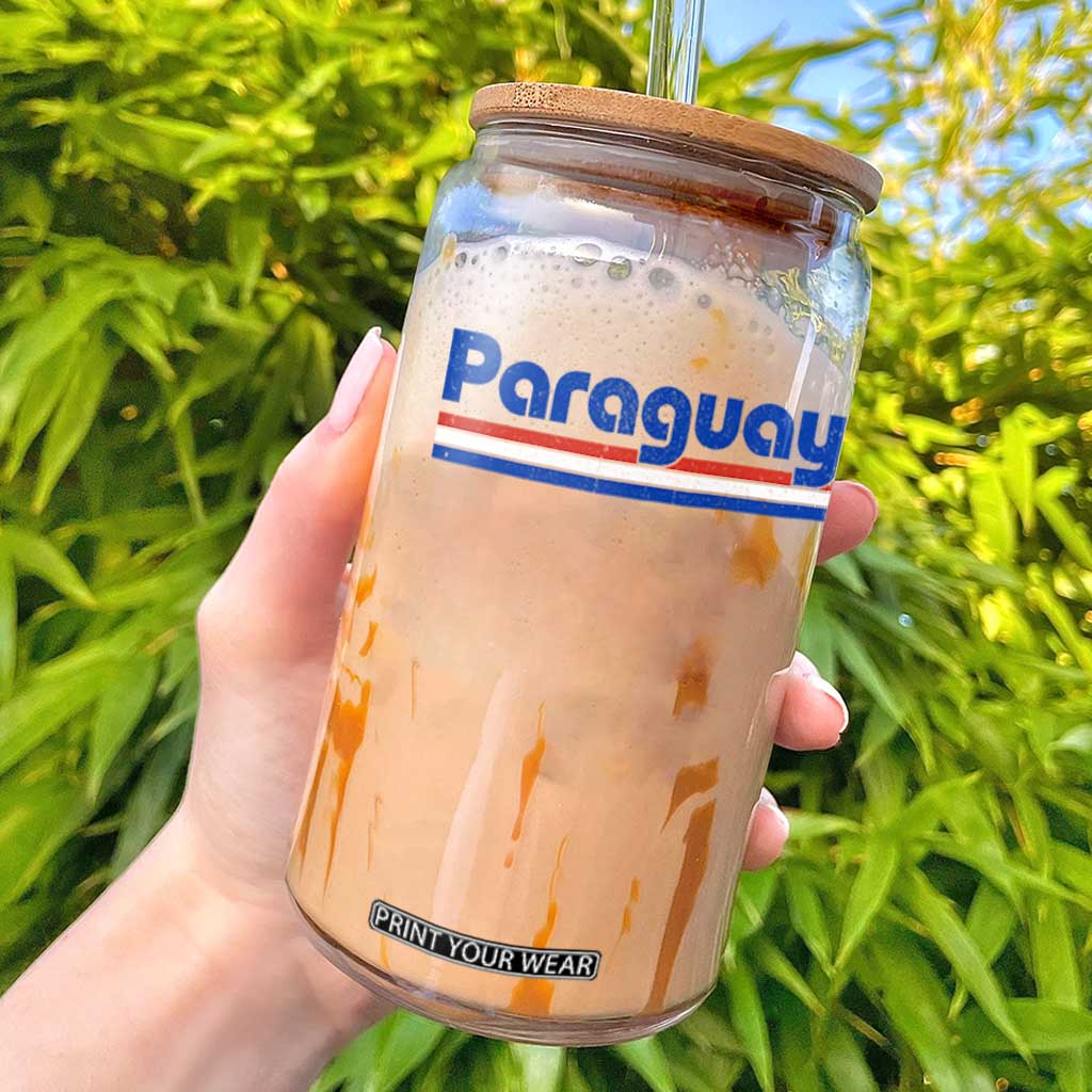 Vintage Paraguay Flag Glass Can Retro Stripe Patriotic Paraguayan Pride Graphic TS10 White Print Your Wear