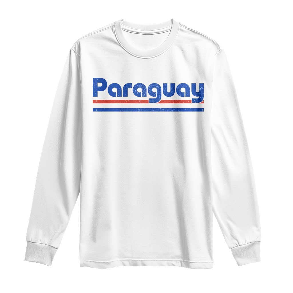 Vintage Paraguay Flag Long Sleeve Shirt Retro Stripe Patriotic Paraguayan Pride Graphic TS10 White Print Your Wear