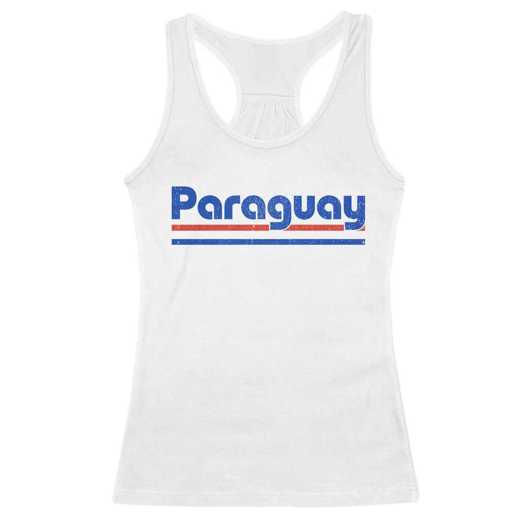 Vintage Paraguay Flag Racerback Tank Top Retro Stripe Patriotic Paraguayan Pride Graphic TS10 White Print Your Wear