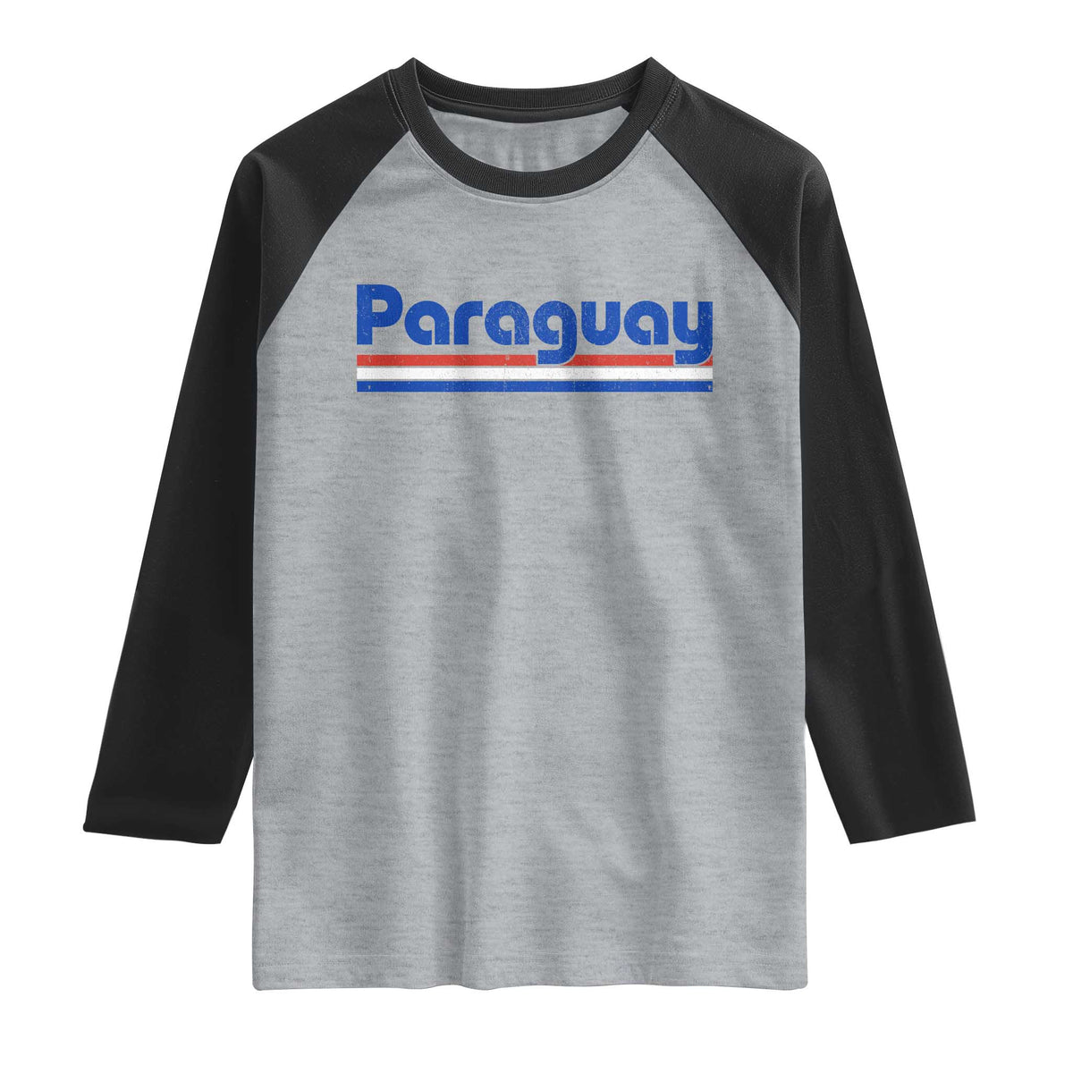 Vintage Paraguay Flag Raglan Shirt Retro Stripe Patriotic Paraguayan Pride Graphic TS10 Heather Gray Black Print Your Wear