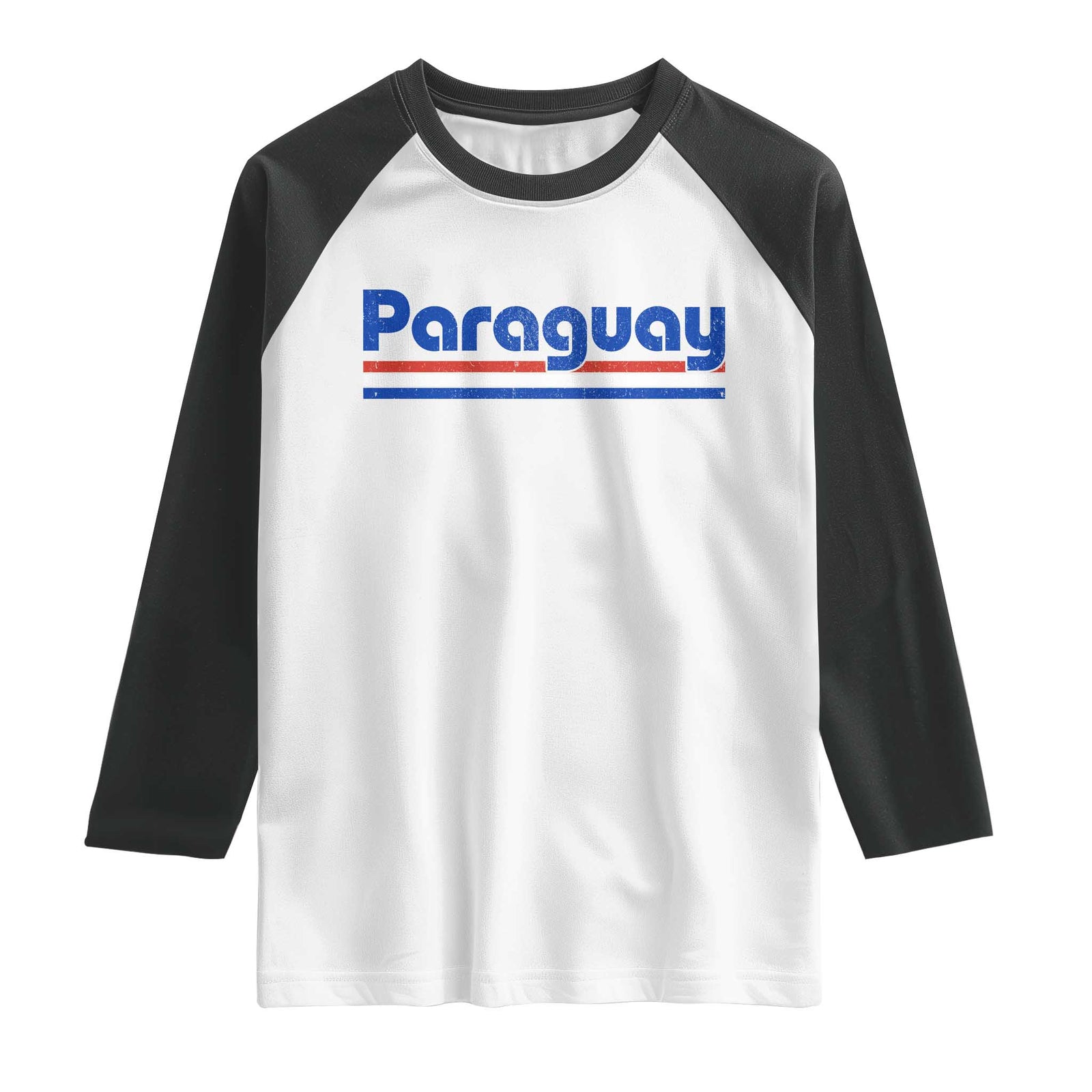 Vintage Paraguay Flag Raglan Shirt Retro Stripe Patriotic Paraguayan Pride Graphic TS10 White Black Print Your Wear