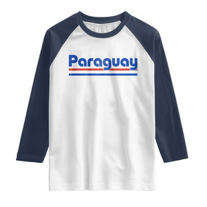 Vintage Paraguay Flag Raglan Shirt Retro Stripe Patriotic Paraguayan Pride Graphic TS10 White Navy Print Your Wear