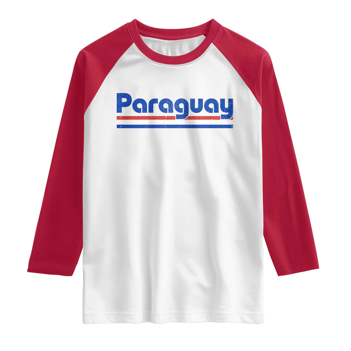 Vintage Paraguay Flag Raglan Shirt Retro Stripe Patriotic Paraguayan Pride Graphic TS10 White Red Print Your Wear