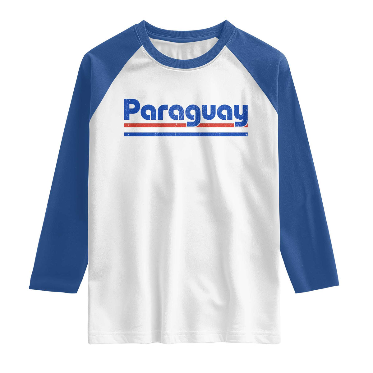 Vintage Paraguay Flag Raglan Shirt Retro Stripe Patriotic Paraguayan Pride Graphic TS10 White Royal Print Your Wear