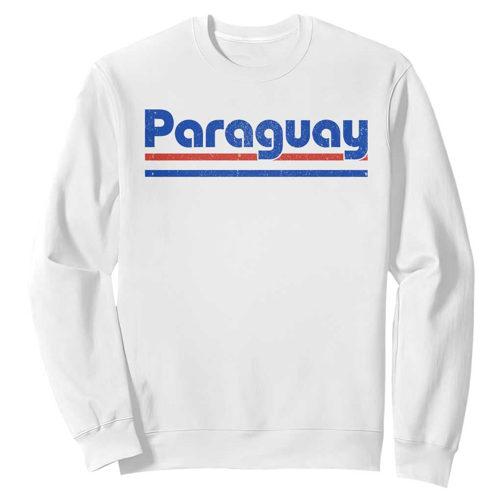 Vintage Paraguay Flag Sweatshirt Retro Stripe Patriotic Paraguayan Pride Graphic TS10 White Print Your Wear