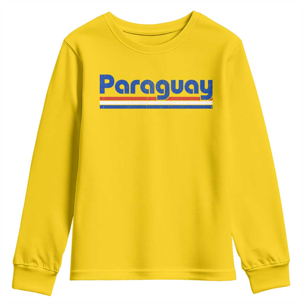 Vintage Paraguay Flag Youth Sweatshirt Retro Stripe Patriotic Paraguayan Pride Graphic TS10 Daisy Print Your Wear
