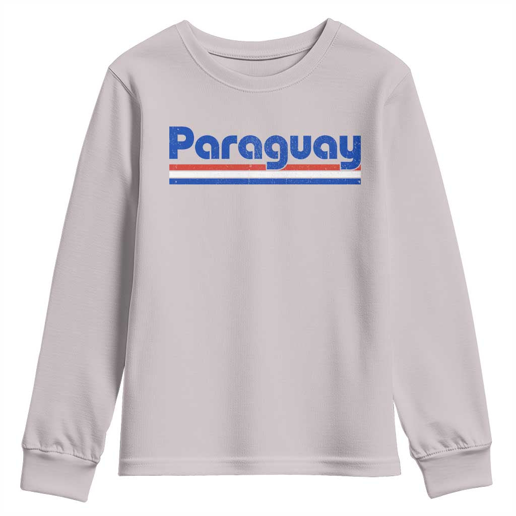 Vintage Paraguay Flag Youth Sweatshirt Retro Stripe Patriotic Paraguayan Pride Graphic TS10 Ice Gray Print Your Wear