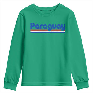 Vintage Paraguay Flag Youth Sweatshirt Retro Stripe Patriotic Paraguayan Pride Graphic TS10 Irish Green Print Your Wear