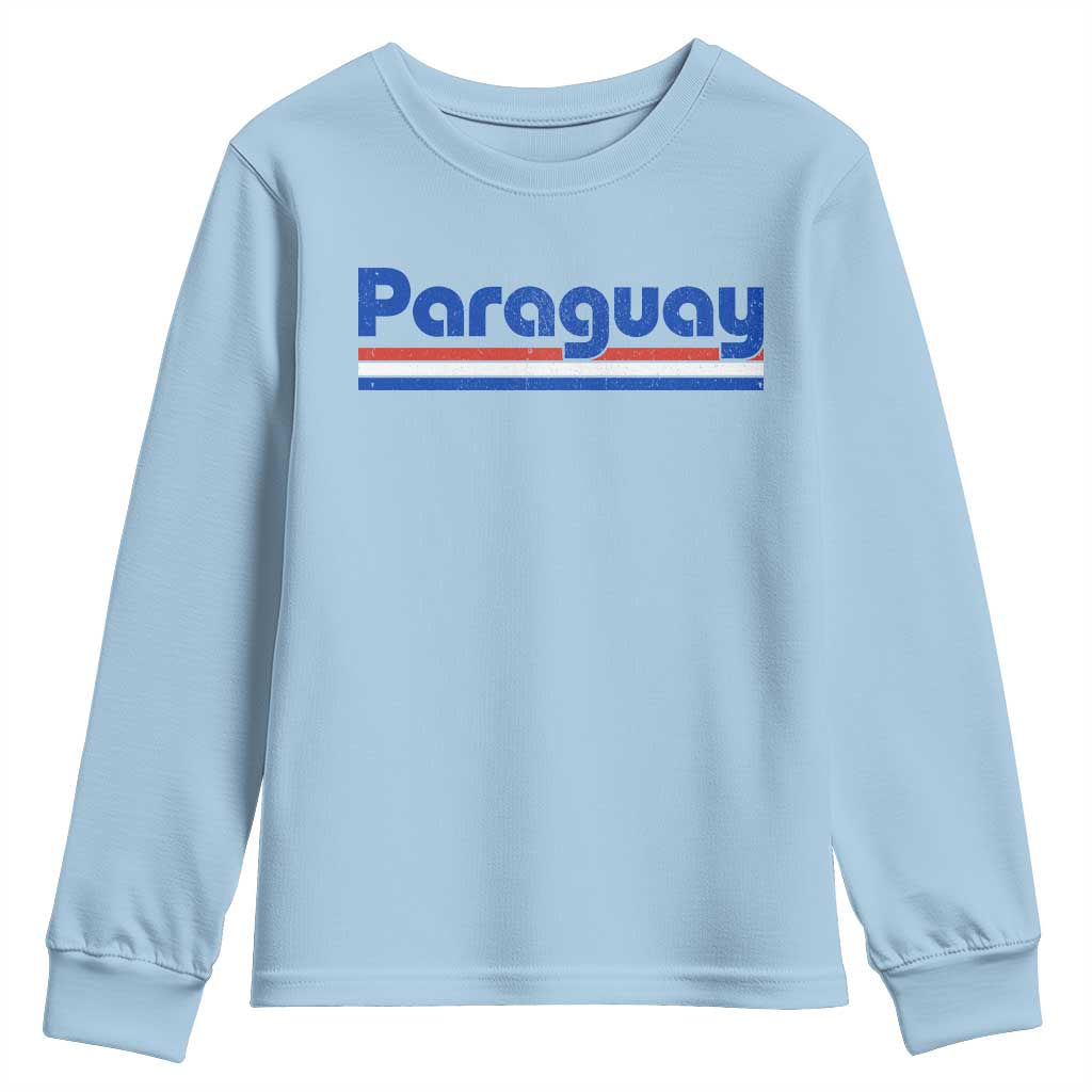Vintage Paraguay Flag Youth Sweatshirt Retro Stripe Patriotic Paraguayan Pride Graphic TS10 Light Blue Print Your Wear