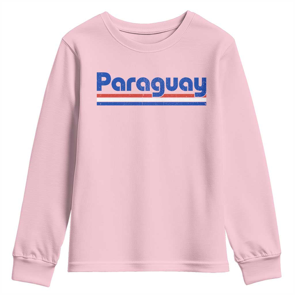 Vintage Paraguay Flag Youth Sweatshirt Retro Stripe Patriotic Paraguayan Pride Graphic TS10 Light Pink Print Your Wear