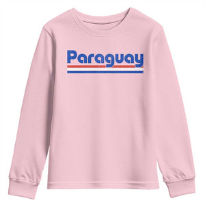 Vintage Paraguay Flag Youth Sweatshirt Retro Stripe Patriotic Paraguayan Pride Graphic TS10 Light Pink Print Your Wear