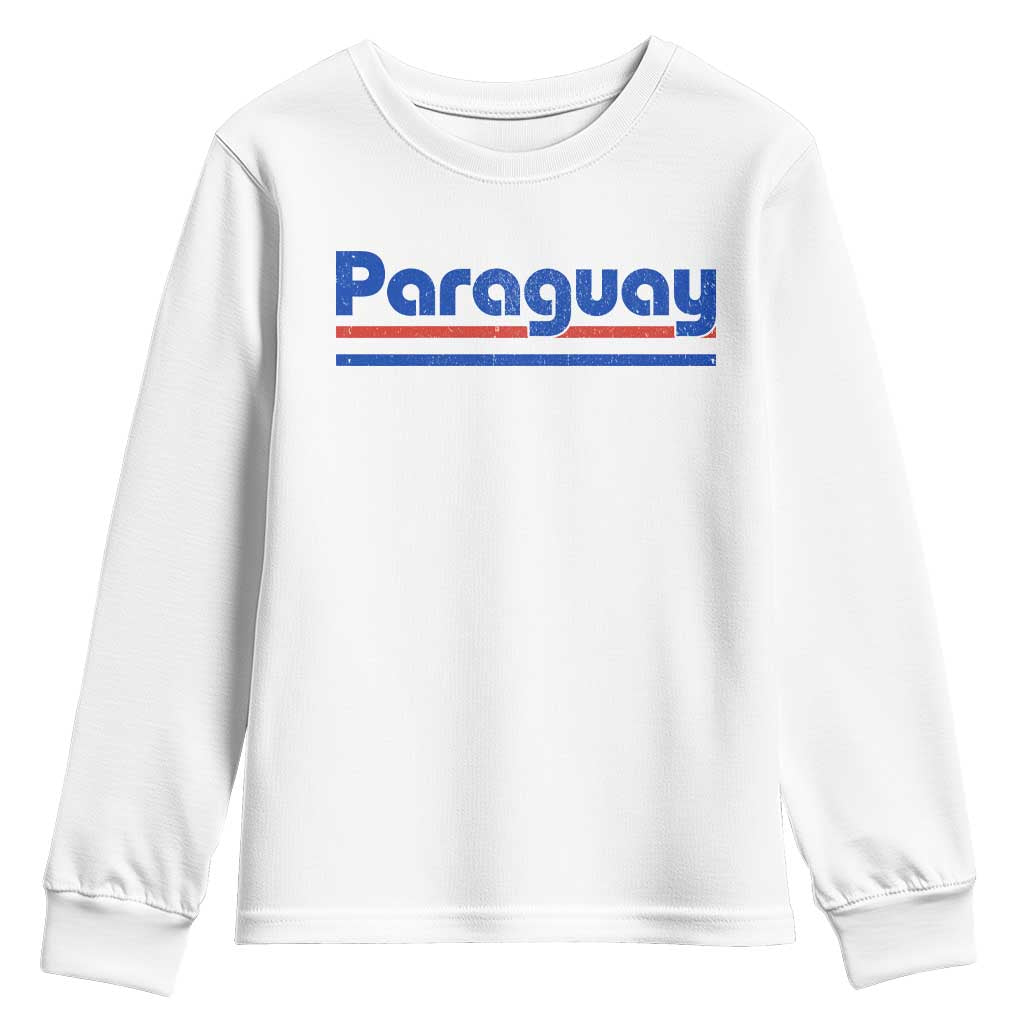 Vintage Paraguay Flag Youth Sweatshirt Retro Stripe Patriotic Paraguayan Pride Graphic TS10 White Print Your Wear