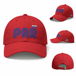 Vintage Paraguay Baseball Cap Retro Typography Patriotic Paraguayan Pride Flag Graphic TS10 Baseball Cap Universal Fit Red Print Your Wear