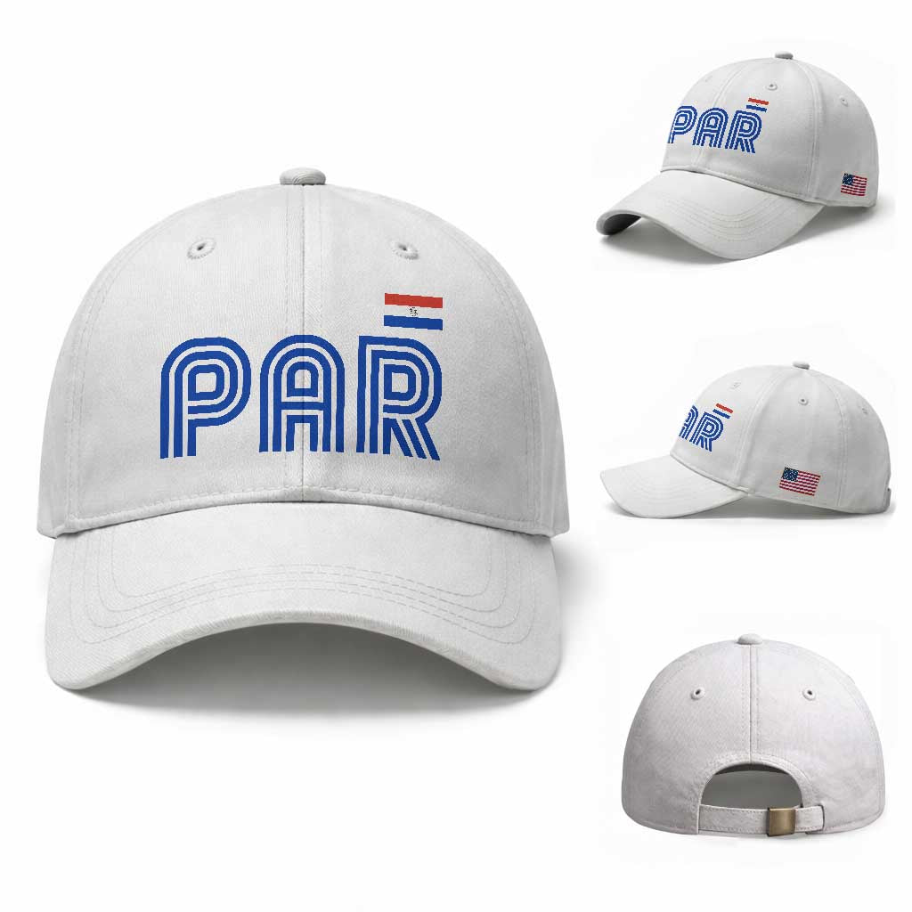 Vintage Paraguay Baseball Cap Retro Typography Patriotic Paraguayan Pride Flag Graphic TS10 Baseball Cap Universal Fit White Print Your Wear