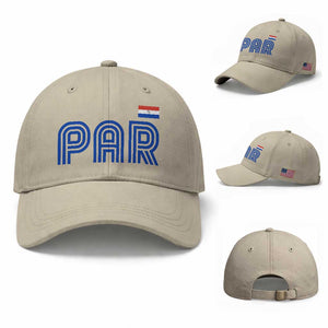 Vintage Paraguay Baseball Cap Retro Typography Patriotic Paraguayan Pride Flag Graphic TS10 Baseball Cap Universal Fit Beige Print Your Wear