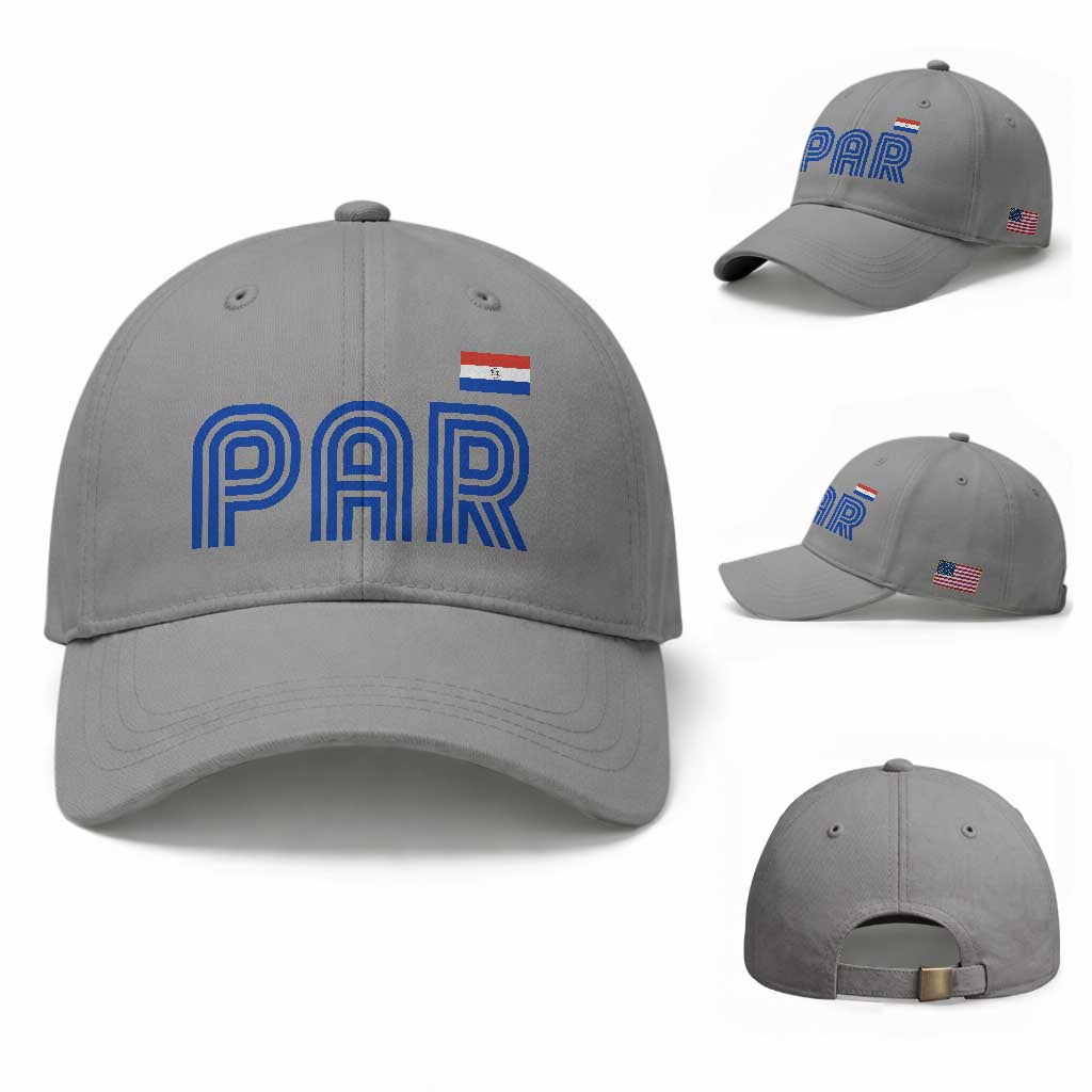 Vintage Paraguay Baseball Cap Retro Typography Patriotic Paraguayan Pride Flag Graphic TS10 Baseball Cap Universal Fit Sport Gray Print Your Wear