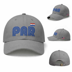 Vintage Paraguay Baseball Cap Retro Typography Patriotic Paraguayan Pride Flag Graphic TS10 Baseball Cap Universal Fit Sport Gray Print Your Wear