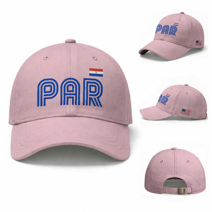 Vintage Paraguay Baseball Cap Retro Typography Patriotic Paraguayan Pride Flag Graphic TS10 Baseball Cap Universal Fit Light Pink Print Your Wear