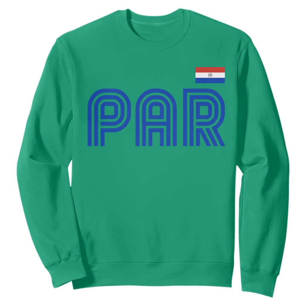 Vintage Paraguay Sweatshirt Retro Typography Patriotic Paraguayan Pride Flag Graphic TS10 Irish Green Print Your Wear