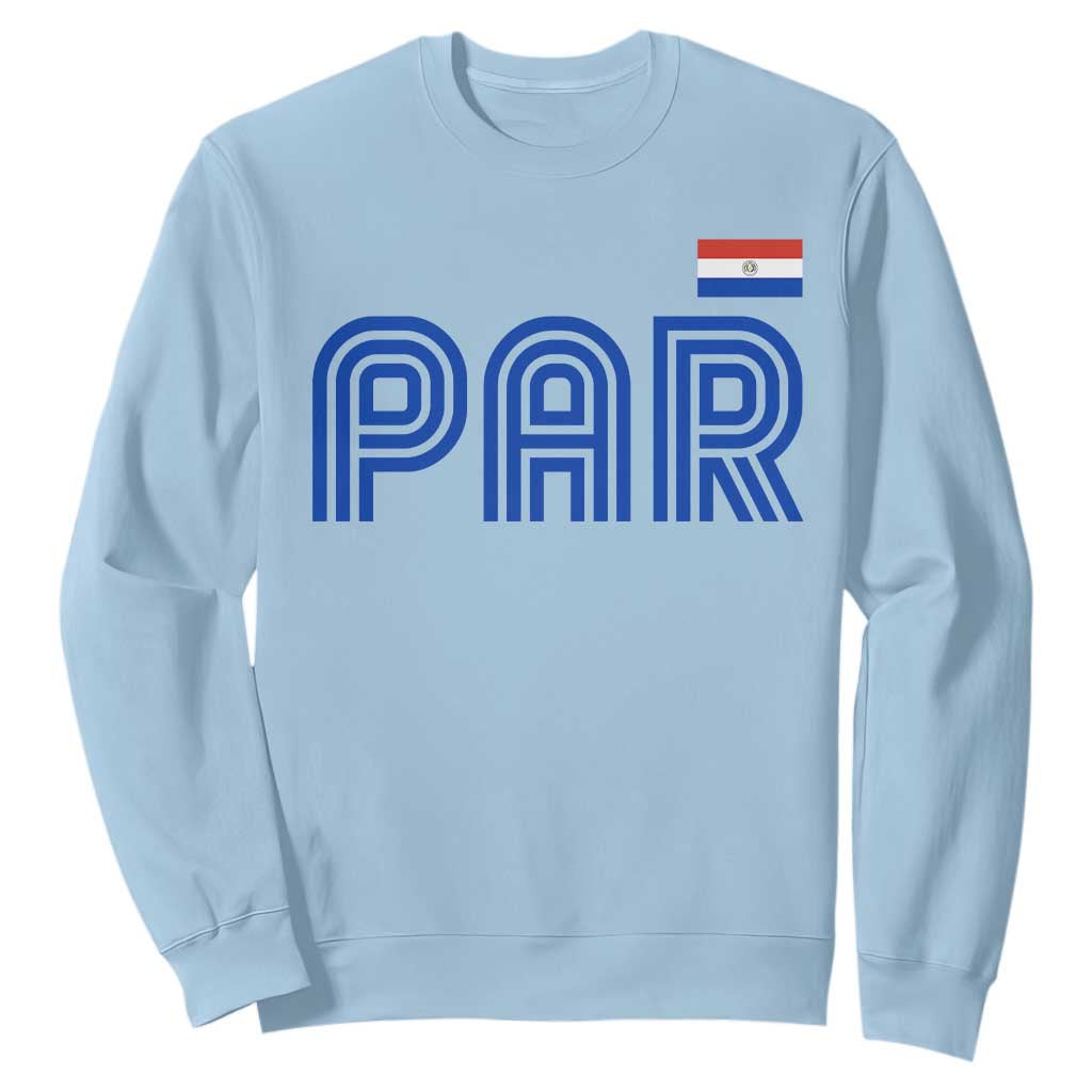 Vintage Paraguay Sweatshirt Retro Typography Patriotic Paraguayan Pride Flag Graphic TS10 Light Blue Print Your Wear