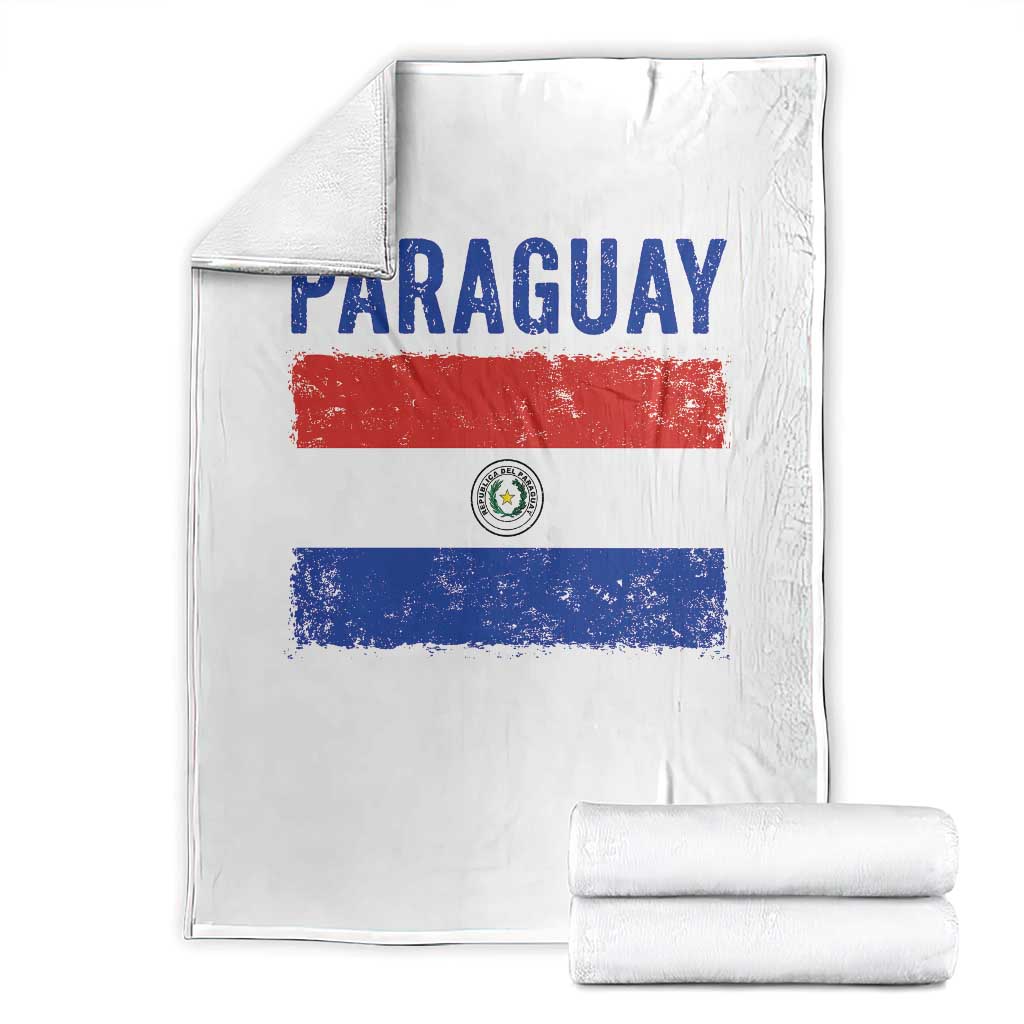 Vintage Paraguay Flag Distressed Paraguayan Pride Patriotic Soccer Fan Graphic Throw Blanket TS10 White Print Your Wear