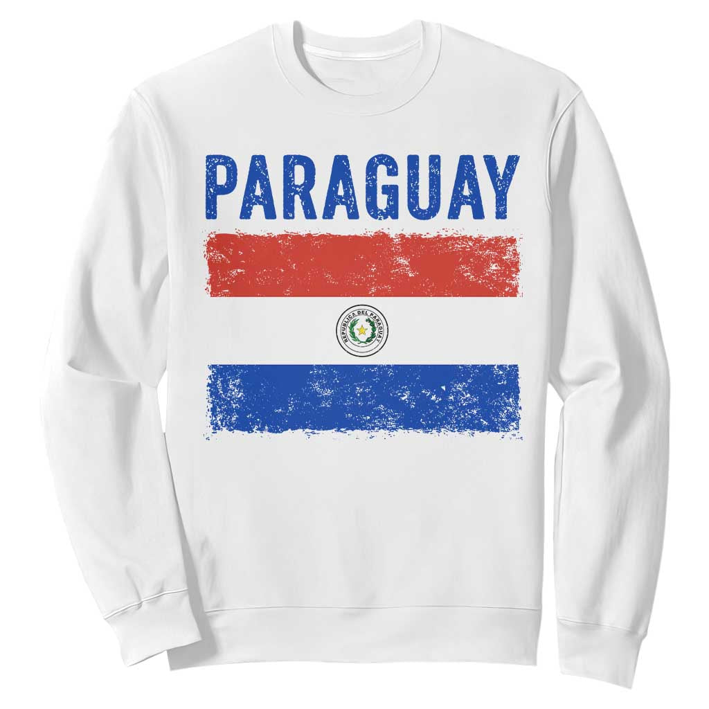 Vintage Paraguay Flag Distressed Paraguayan Pride Patriotic Soccer Fan Graphic Sweatshirt TS10 White Print Your Wear