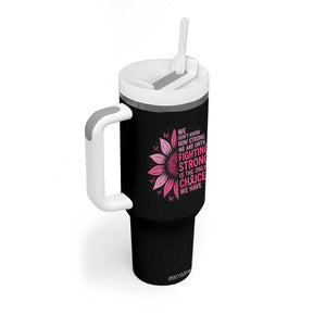 Breast Cancer Tumbler With Handle Pink Ribbon Being Strong Quote Support Gift TS10 Print Your Wear