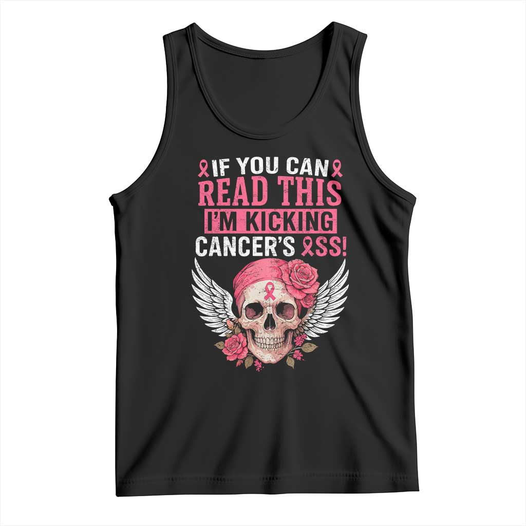 Funny Breast Cancer Survivor Tank Top Im Kicking Cancers Ass Pink Ribbon Skull TS10 Black Print Your Wear