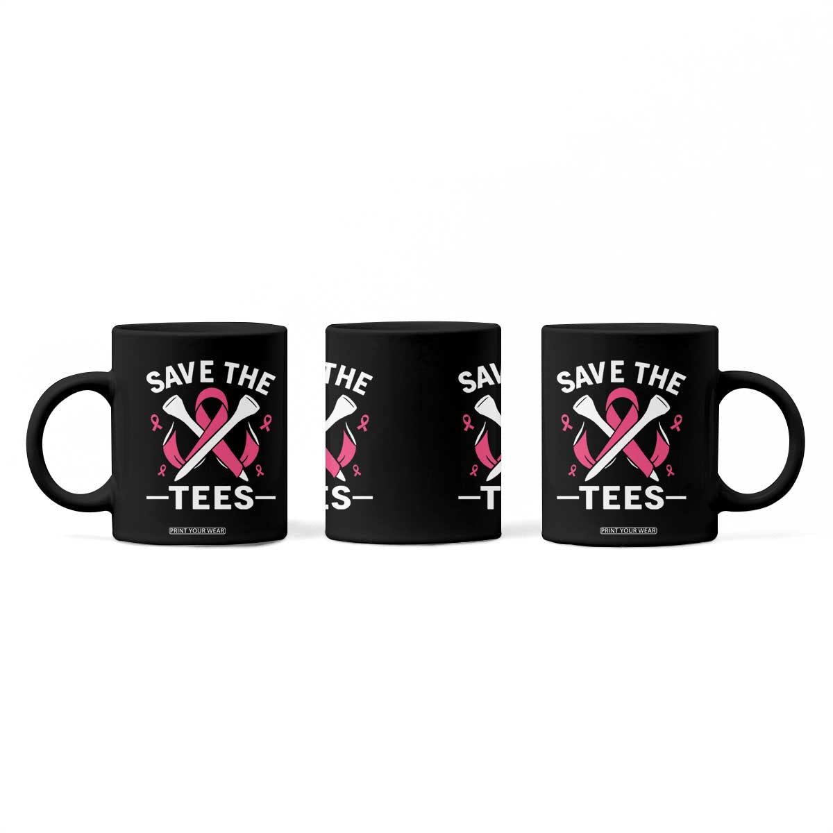 Breast Cancer Awareness Pink Ribbon Golf Coffee Mug Funny Save The Tees TS10 Print Your Wear