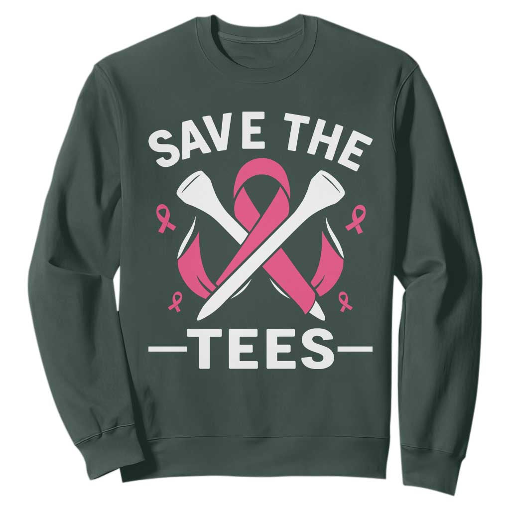 Breast Cancer Awareness Pink Ribbon Golf Sweatshirt Funny Save The Tees TS10 Dark Forest Green Print Your Wear