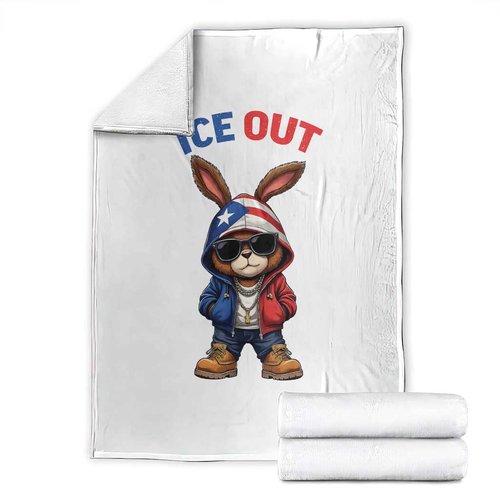 Cool Bunny Ice Out Throw Blanket Puerto Rican Flag Hoodie Outfit Vibes Boricua TS10 White Print Your Wear