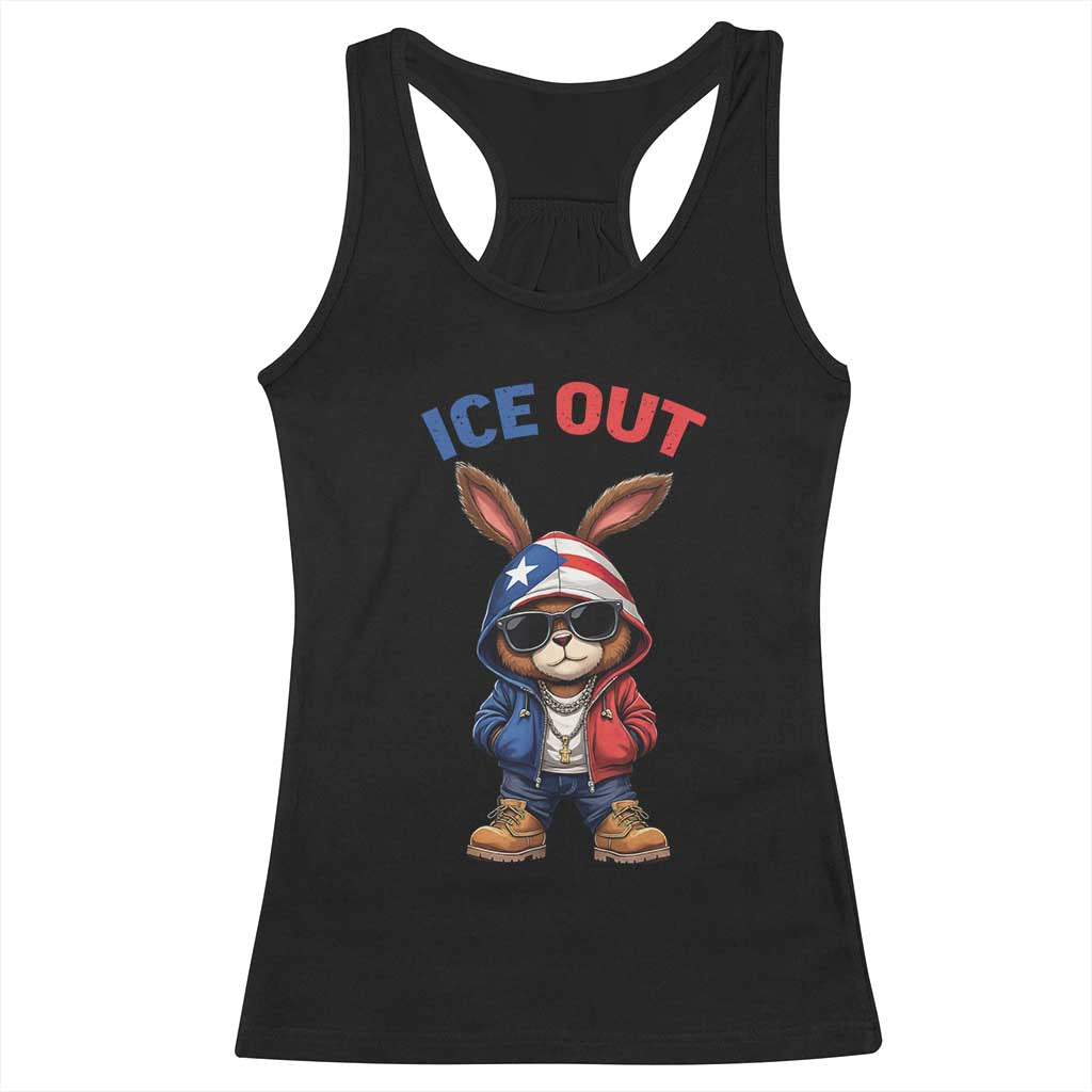 Cool Bunny Ice Out Racerback Tank Top Puerto Rican Flag Hoodie Outfit Vibes Boricua TS10 Black Print Your Wear