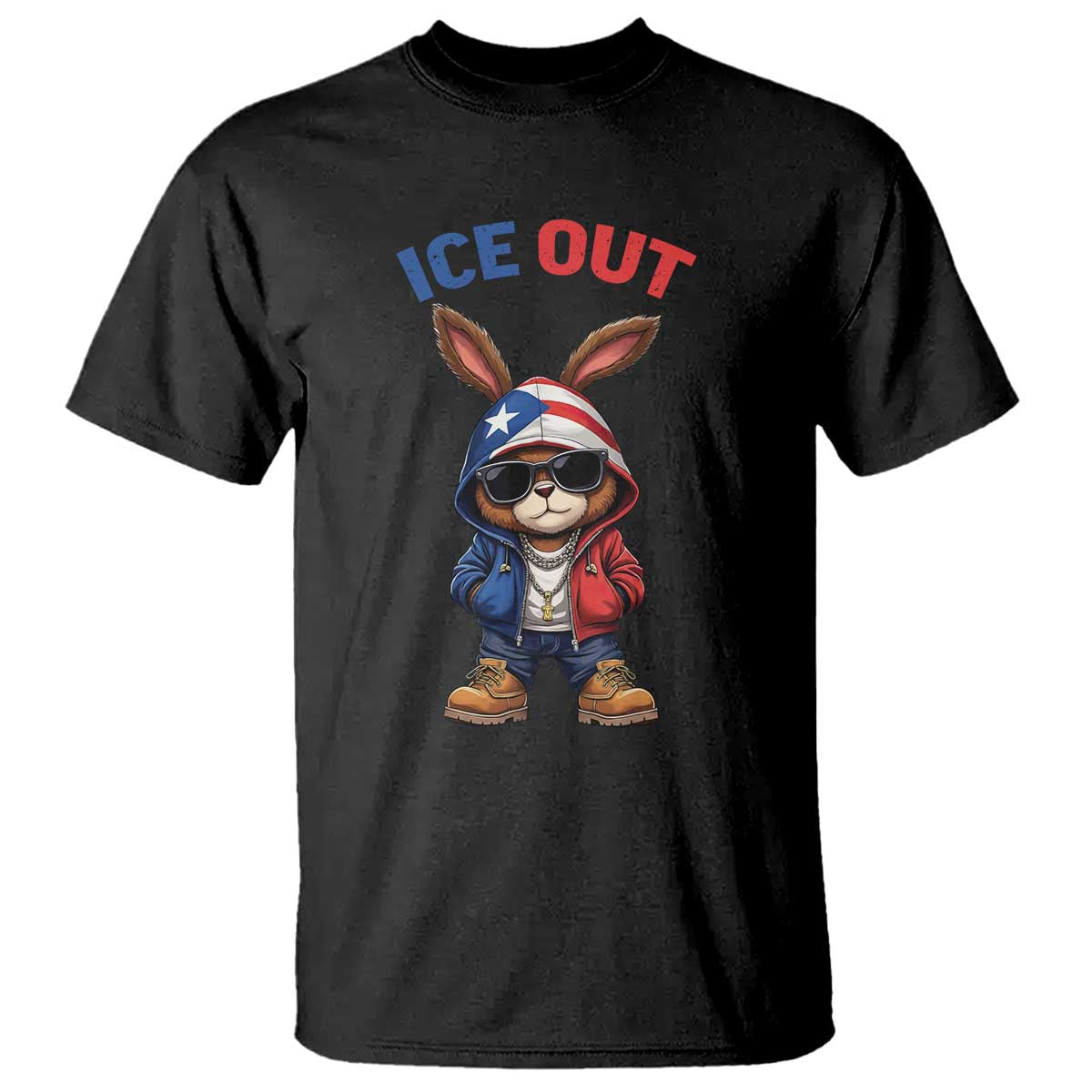 Cool Bunny Ice Out T Shirt Puerto Rican Flag Hoodie Outfit Vibes Boricua TS10 Black Print Your Wear