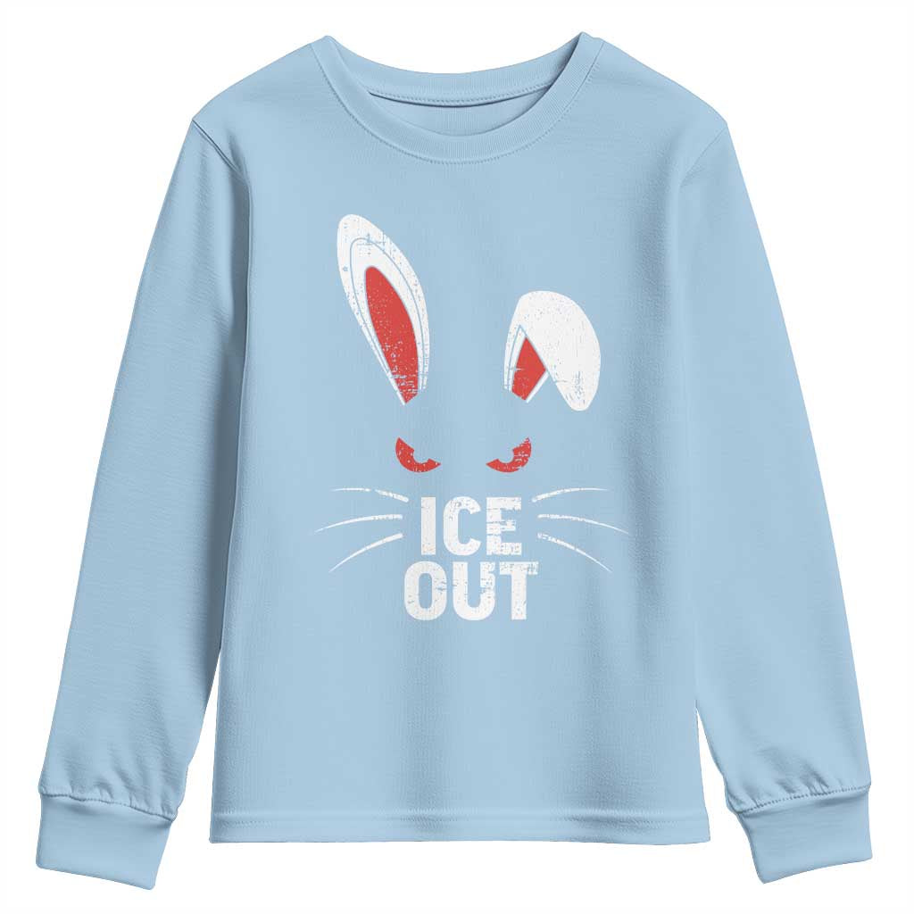 Bunny Ice Out Youth Sweatshirt Resist FDT Anti Immigration Enforcement TS10 Light Blue Print Your Wear