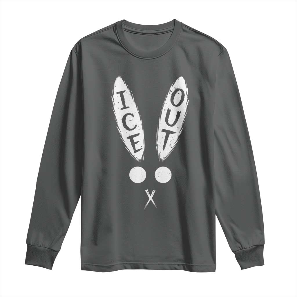 Bunny Bad Ice Out Long Sleeve Shirt Rabbit FDT Anti Immigration Enforcement TS10 Dark Heather Print Your Wear