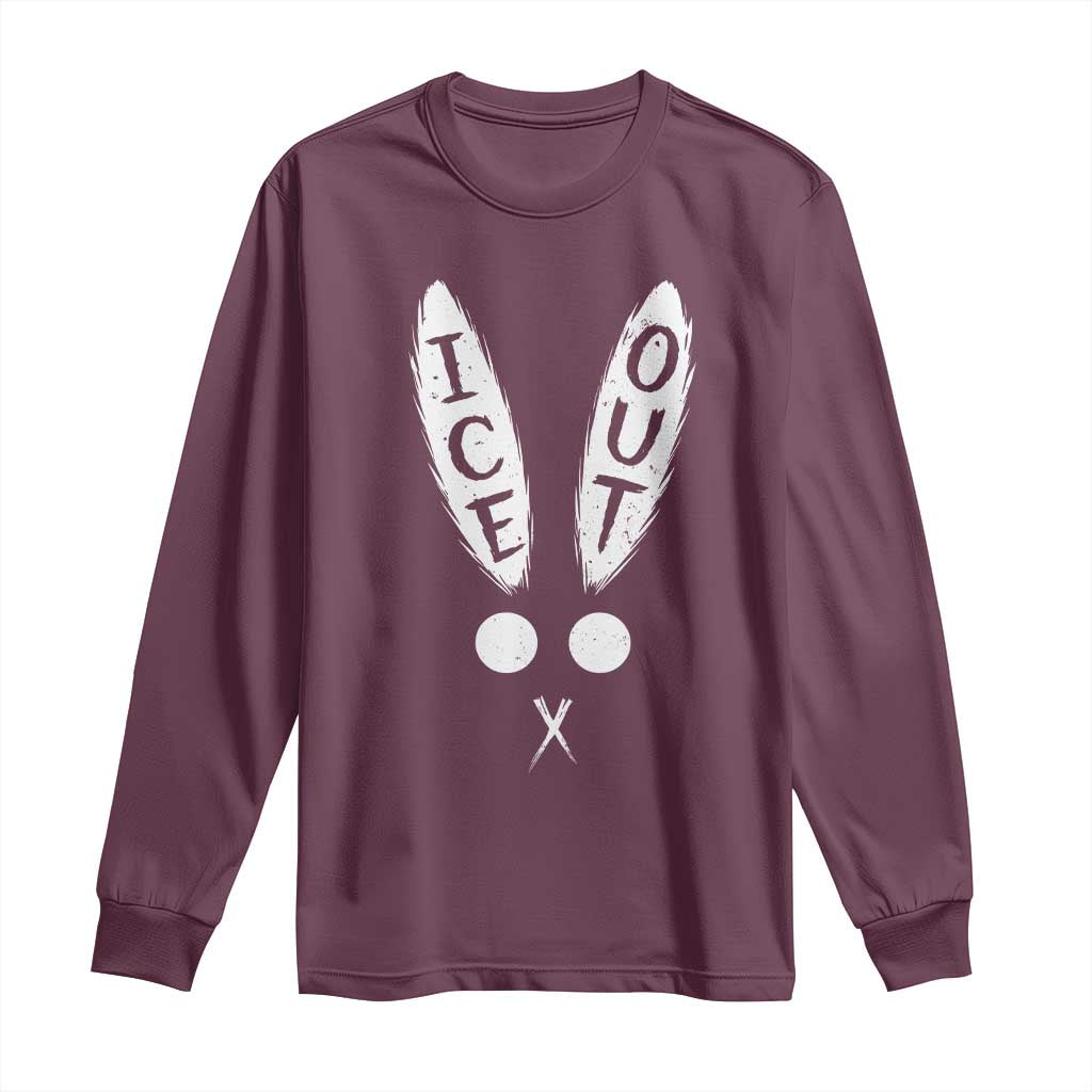 Bunny Bad Ice Out Long Sleeve Shirt Rabbit FDT Anti Immigration Enforcement TS10 Maroon Print Your Wear