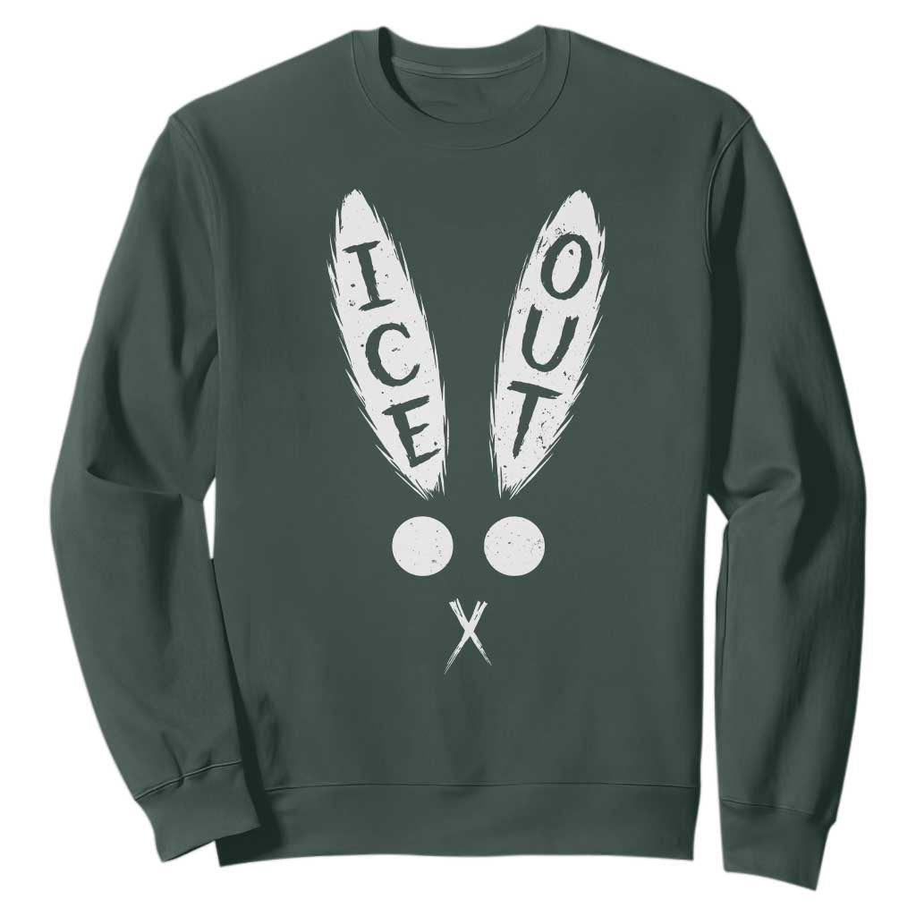 Bunny Bad Ice Out Sweatshirt Rabbit FDT Anti Immigration Enforcement TS10 Dark Forest Green Print Your Wear