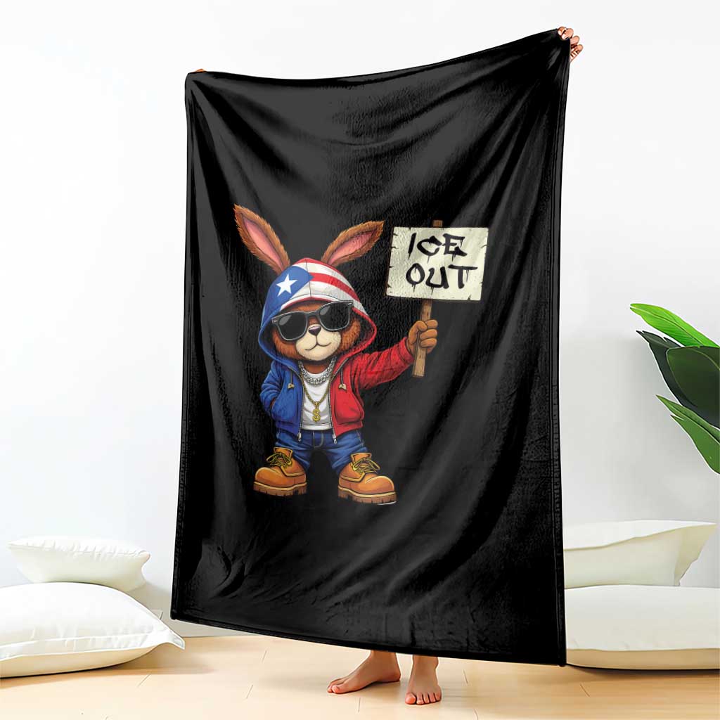 Bunny Ice Out Throw Blanket Protest Equality Puerto Rican Flag Hoodie TS10 Print Your Wear