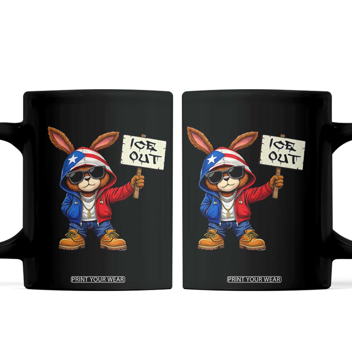 Bunny Ice Out Coffee Mug Protest Equality Puerto Rican Flag Hoodie TS10 Black Print Your Wear