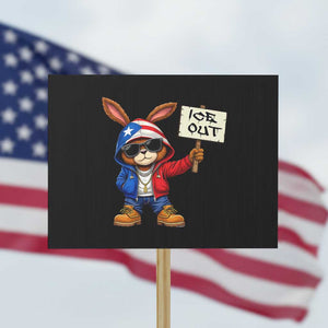 Bunny Ice Out Protest Sign Protest Equality Puerto Rican Flag Hoodie TS10 Horizontal 18" × 24" Black Print Your Wear