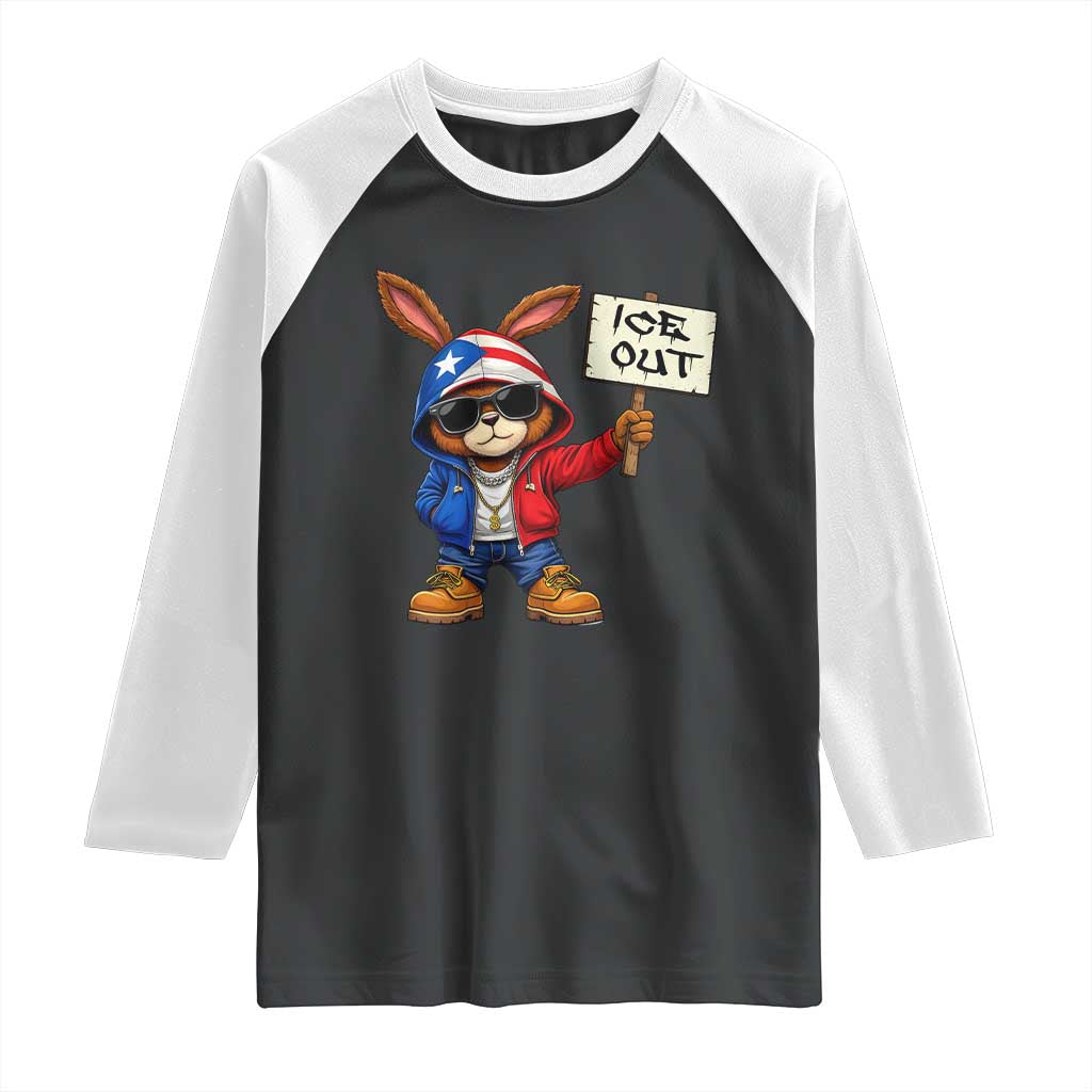 Bunny Ice Out Raglan Shirt Protest Equality Puerto Rican Flag Hoodie TS10 Black White Print Your Wear