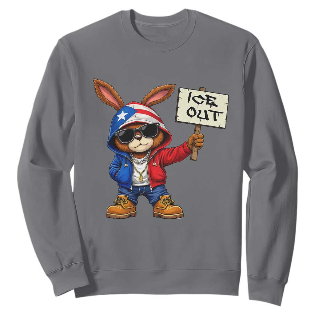Bunny Ice Out Sweatshirt Protest Equality Puerto Rican Flag Hoodie TS10 Charcoal Print Your Wear