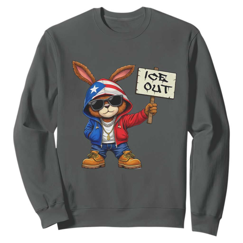 Bunny Ice Out Sweatshirt Protest Equality Puerto Rican Flag Hoodie TS10 Dark Heather Print Your Wear
