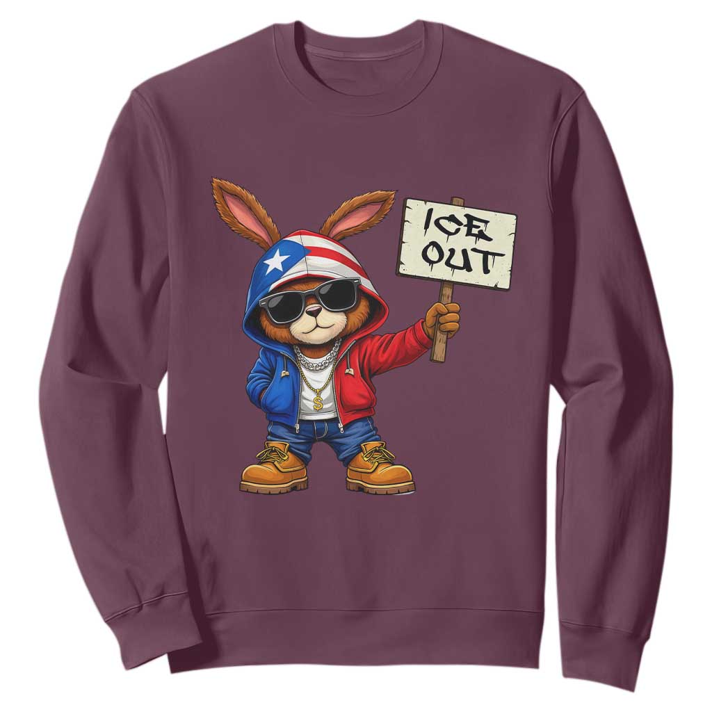 Bunny Ice Out Sweatshirt Protest Equality Puerto Rican Flag Hoodie TS10 Maroon Print Your Wear