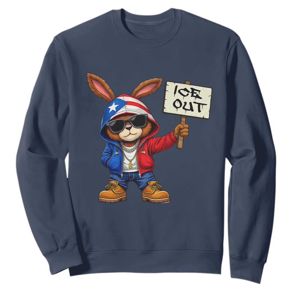 Bunny Ice Out Sweatshirt Protest Equality Puerto Rican Flag Hoodie TS10 Navy Print Your Wear