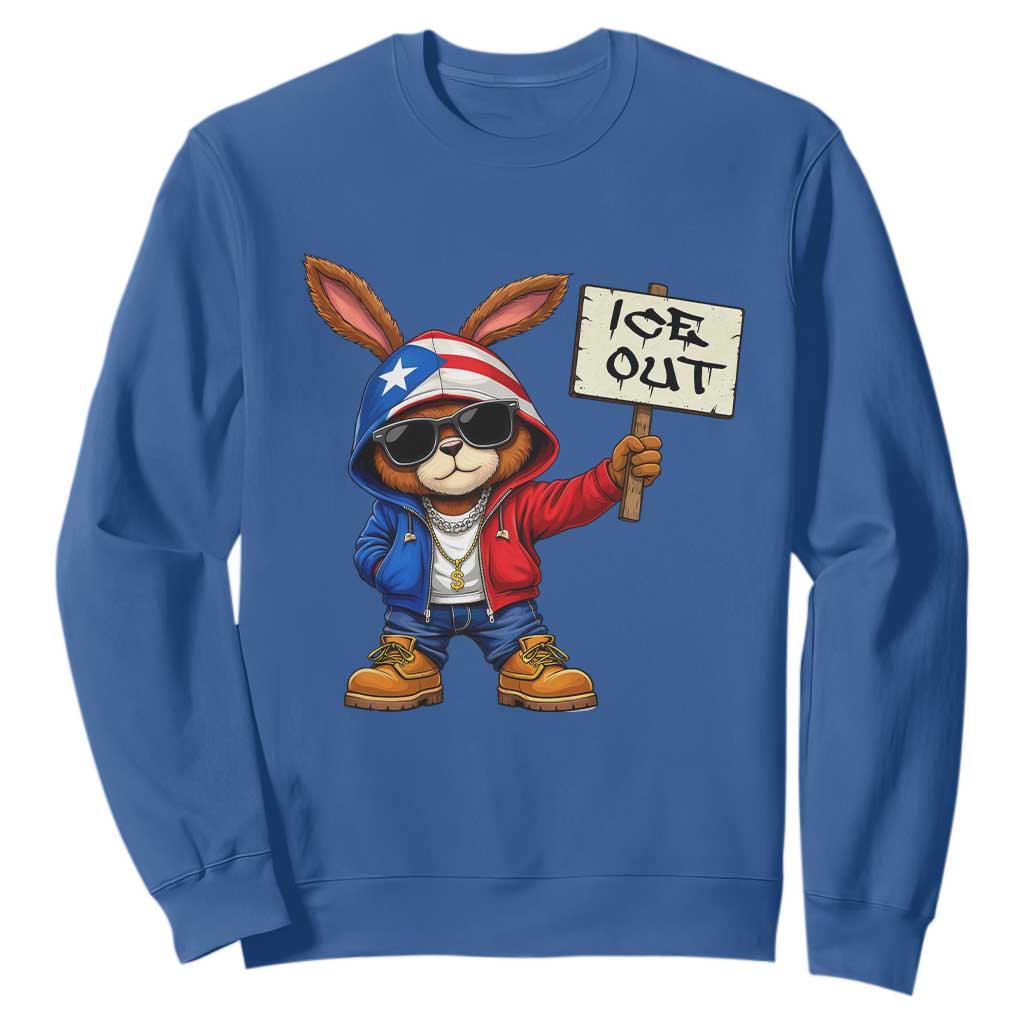 Bunny Ice Out Sweatshirt Protest Equality Puerto Rican Flag Hoodie TS10 Royal Blue Print Your Wear