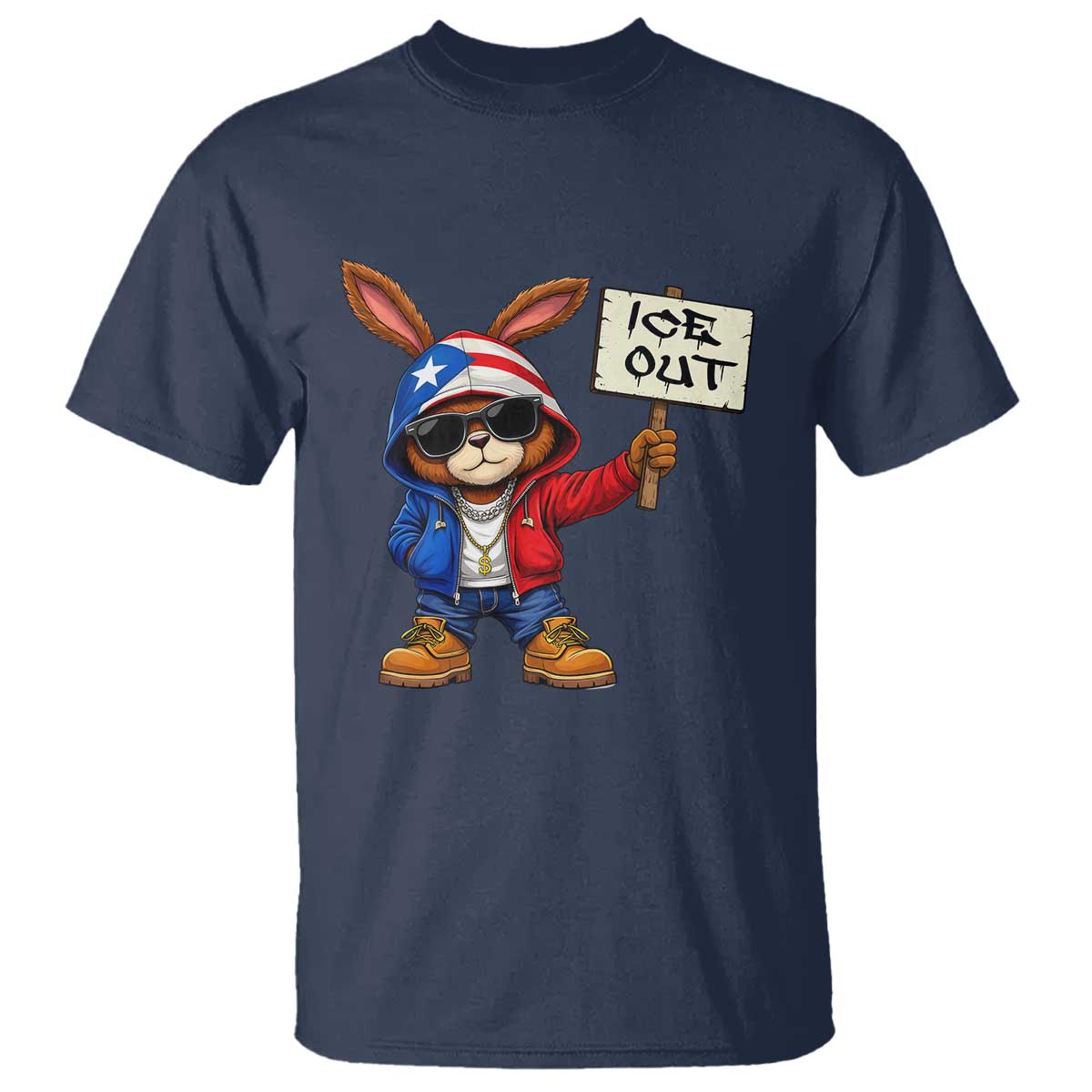 Bunny Ice Out T Shirt Protest Equality Puerto Rican Flag Hoodie TS10 Navy Print Your Wear