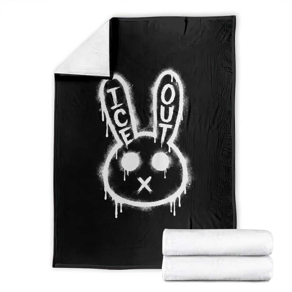 Cool Bunny Ice Out Throw Blanket Graffiti Style Rabbit FDT Anti Immigration Enforcement TS10 Black Print Your Wear