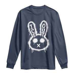 Cool Bunny Ice Out Long Sleeve Shirt Graffiti Style Rabbit FDT Anti Immigration Enforcement TS10 Navy Print Your Wear
